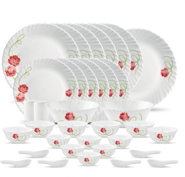 LAOPALA Pack of 35 Opalware Dainty Swrils Dinner Set