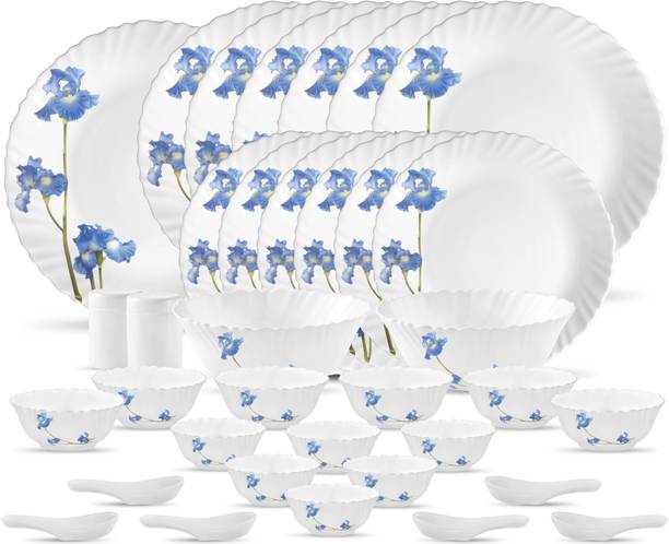 LAOPALA Pack of 35 Opalware Novo Collection Blue Orchids Dinner Set