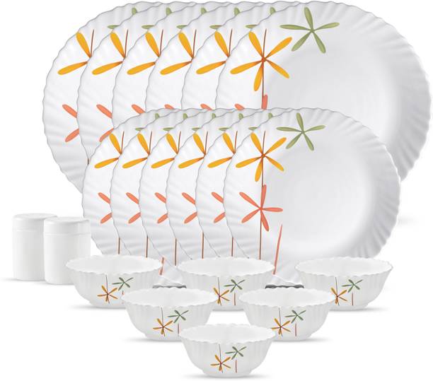 लाओपाला Autumn Flower Opalware Dinner Set (Set of 20 pcs) 20 का पैक डिनर सेट