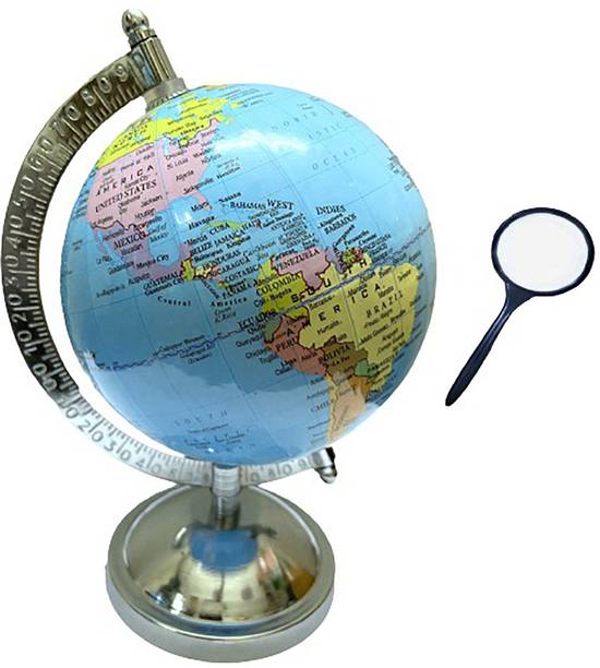 GeoKraft Educational 5 Inch Globe Political with Magnifying Glass Desk & Table top Political World Globe