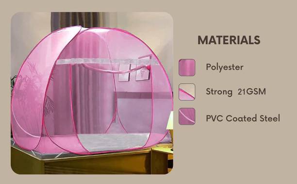 Aetrius Polyester Adults Washable Polyester Foldable Adults Tent Type Mosquito Net - Free Saviours (200X200X155cm) Mosquito Net