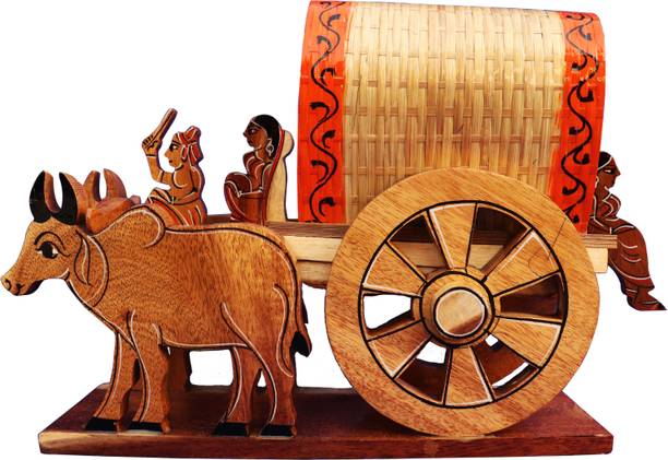 Bankura Traditional Art Center Bullock cart Wooden handicrafts Items Home Decor Table Wall Showpiece 30 cm Decorative Showpiece  -  30 cm