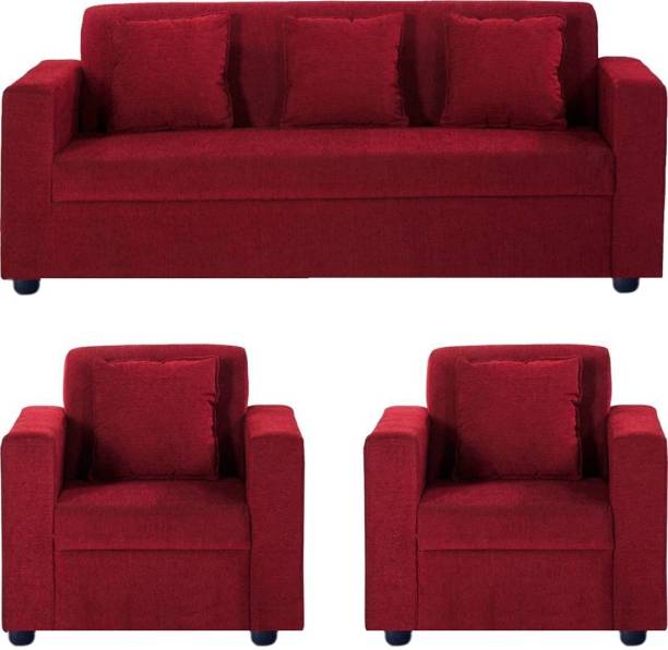 CHANDRIKA ENTERPRISES Fabric 3 + 1 + 1 RED Sofa Set