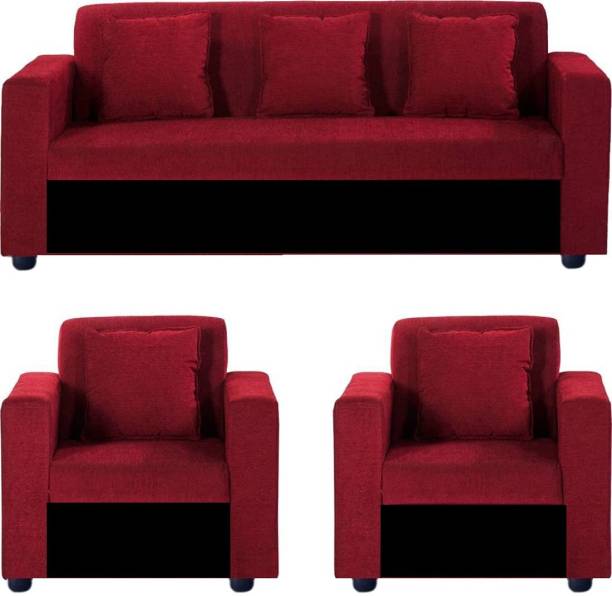 CHANDRIKA ENTERPRISES Fabric 3 + 1 + 1 RED AND BLACK Sofa Set
