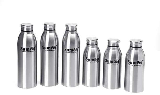 Sumeet Sleek Stainless Steel Leak-Proof Water Bottle/Fridge Bottle Set(750ml &550ml)6pc 750 ml Bottle