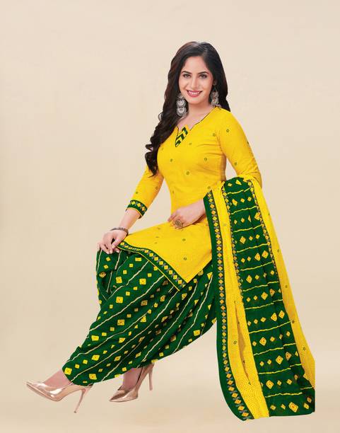 Unstitched Crepe Salwar Suit Material Checkered, Printed