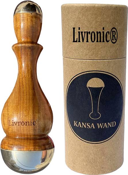 Livronic Ayurvedic Kansa Wand Face Massager With Neem Wood Handle For Natural Glow, Detoxification And Stress Relief (BRONZE SIZE: 4.5 CM) Massager
