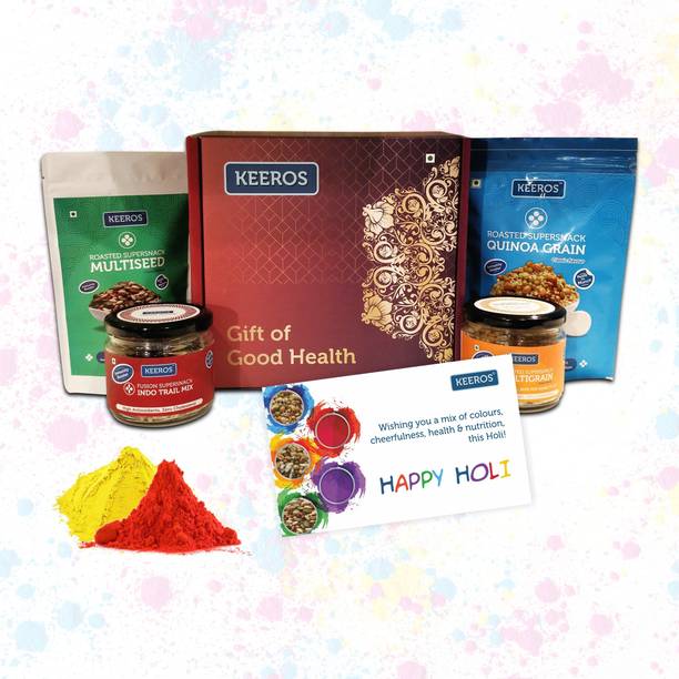 Keeros Healthy Snack Holi Gift Hamper + Holi Card | For Friends,Family & Relatives