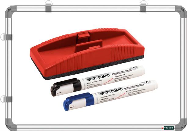 yajnas non magnetic 1 5 x 2 feet double sided writing white chalk board markers 1 duster whiteboards combos