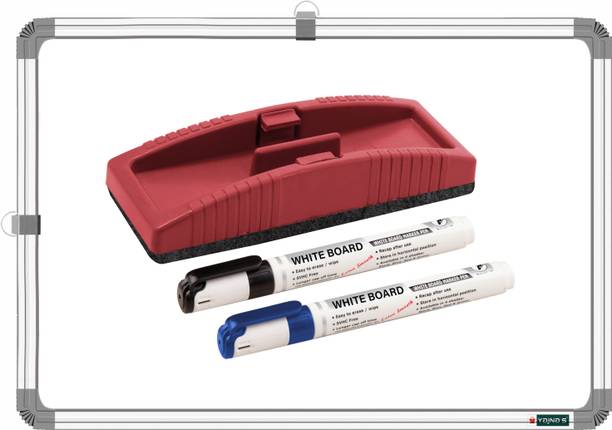 YAJNAS Non Magnetic 1X1.5 Feet, Double-Sided Writing White & Chalk board & 2 Markers and 1 Duster Whiteboards and Duster Combos