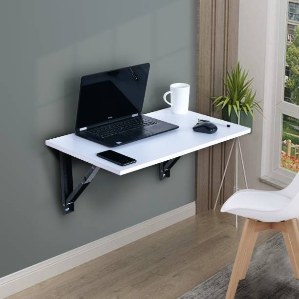 QARA Folding Wall Mounted Study Table /Office Table Stand/Laptop Table Foldable/Work Table for home Office (Matt White - 60 cm x 40cm ) Solid Wood Study Table