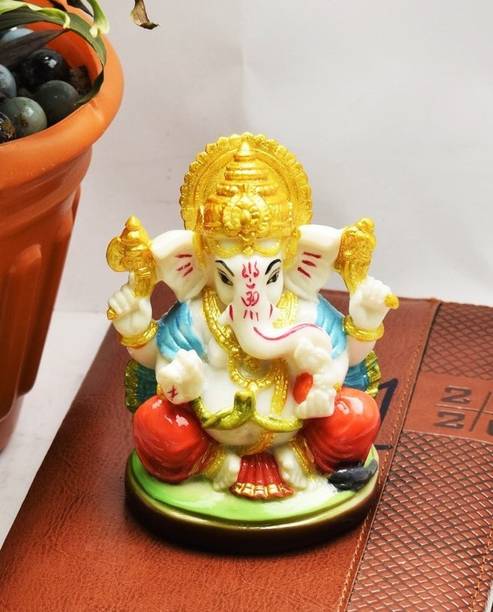 Crafty Lord Ganesh Ganpati Idol Decorative Showpiece  -  10 cm