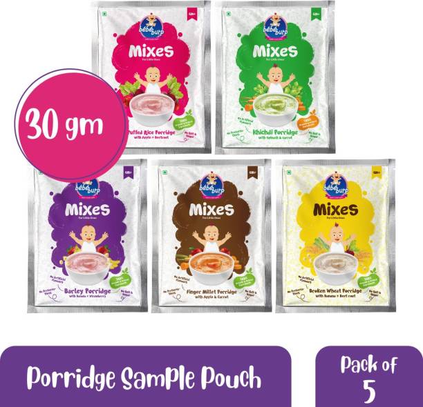 bebe burp Food Instant Mix Porridge Sample Pack Pack Of 5 - 30 Gm Each Baby Snacks 300 g