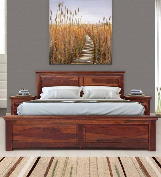 Bednetic Solid Sheesham Wood King Size Bed With Box Storage For Bed Room, Hotel. Solid Wood King Box Bed