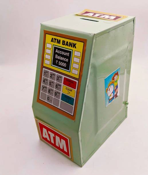 Mikha Piggy Bank ATM Style, Gullak, Coin Box, Tijori for Kids Money with 2 Keys Coin Bank