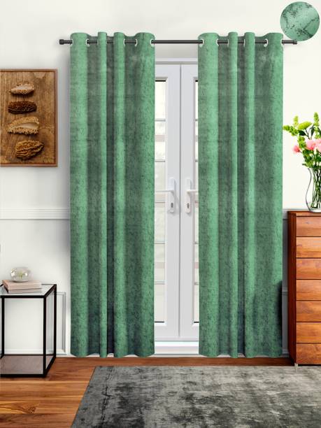 Cortina 270 cm (9 ft) Long Door Velvet Room Darkening Curtain (Pack Of 2)
