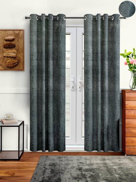 Cortina 210 cm (7 ft) Door Velvet Room Darkening Curtain (Pack Of 2)