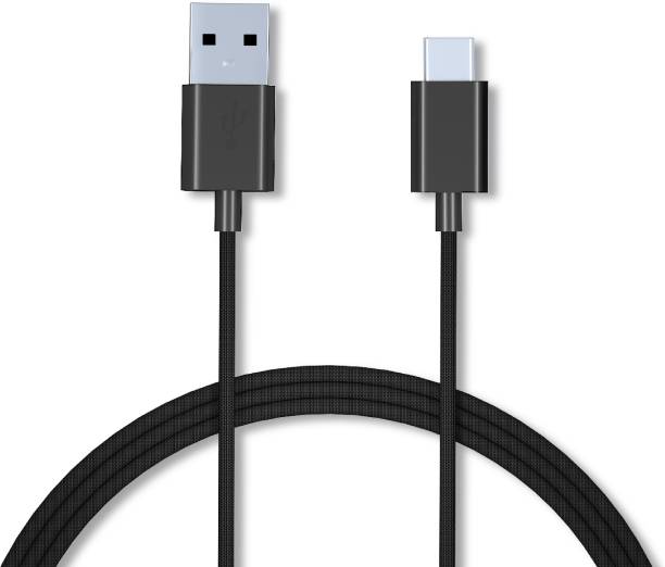 Croma Braided 2.4A Fast charge 1.2m Type-C sync and charge cable, Made in India, 480Mbps Data transfer rate, Tested Durability with 8000+ bends (Black) (12 months warranty) (Model: CRCMA0105sTC12) 1.2 m USB Type C Cable