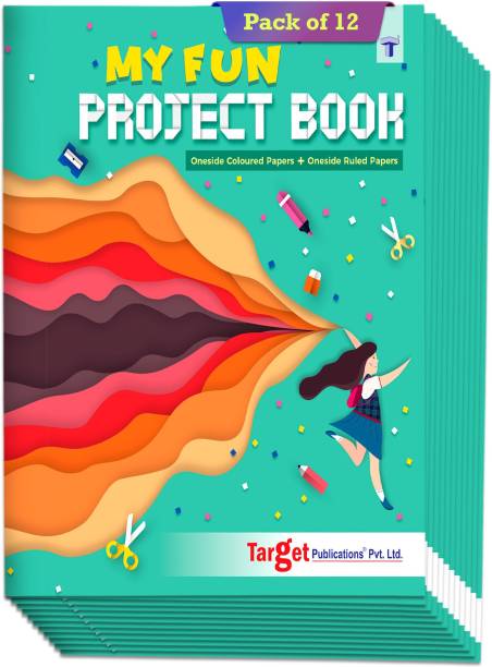 Target Publications Project Books for Kids | One Side Ruled & Colourful Plain 32 Pages | A4 Size A4 Notebook One side ruled and one side colorful 384 Pages