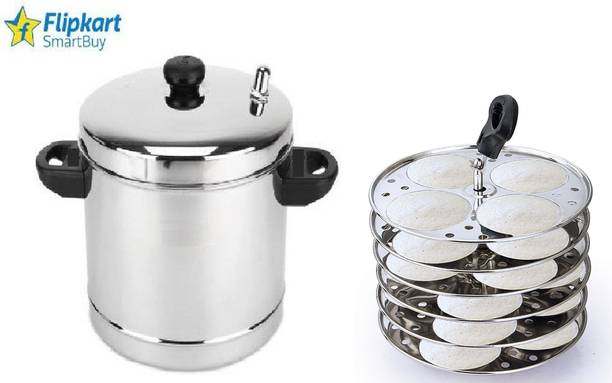 Flipkart SmartBuy Stainless Steel Idli Cooker Kitchen Accessories (Silver, 6 Plate, 24 Pcs) Induction & Standard Idli Maker (6 Plates , 24 Idlis ) Induction Idli Maker