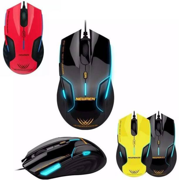 FKU NEWMEN N500 Wired Gaming Mouse, 6 Button 4 Color LED 3200 DPI Mouse for LaptopPC Wired Optical  Gaming Mouse