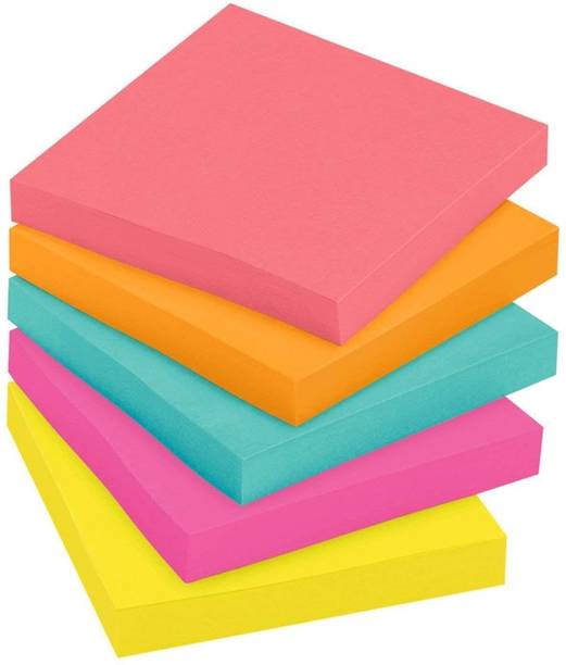 DELINGER 3 x 3 Sticky Notes 100 Sheets Page Marker Square, 5 Colors