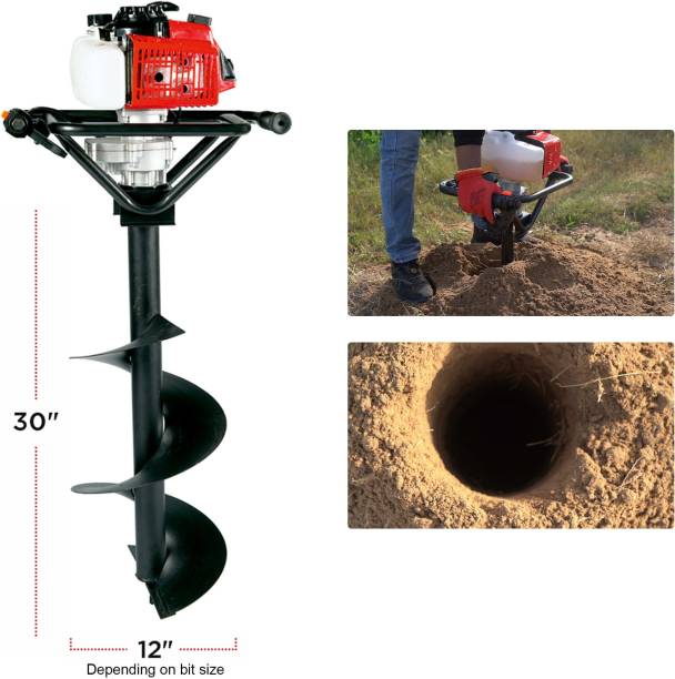 Balwaan Earth Auger 63CC with 8 inch &amp; 12 inch Bit Petrol Engine Hole Digger Auger Drill Cordless Drill