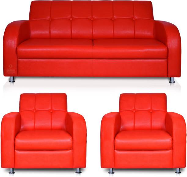 Ikiriya Fabric 2 + 1 + 1 Orange Sofa Set