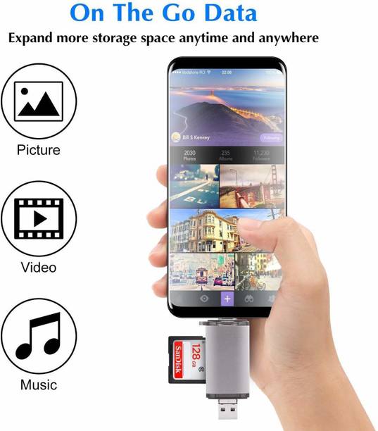 TECHGEAR 6 in 1 OTG SD USB Type C USB 3.0 and Micro USB for Memory Card Card Reader