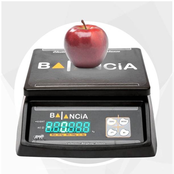 Glancing Made in India Balancia 30kg Electronic Compact Scale, High Quality Digital Weight Machine With Power Adaptor & Inbuilt 4V Re-Chargeable Battery Weighing Scale(Platform Size- 170 x 210mm, Dual Display, 4V Re-Chargeable Battery) /250/KGl Weighing Scale
