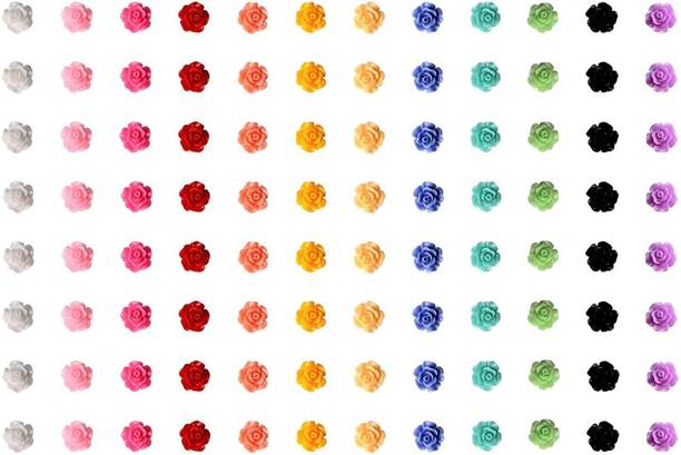 नवजही 10mm Flower Plastic Pastable Beads for Jewellery Making Embroidery Work 50Pcs