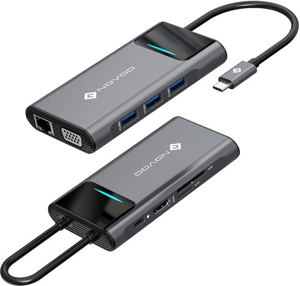 NOVOO 9in1 ProUSB C 4K HDMI VGA Ethernet 1000Mbps, 100W PD , 3 USB3.0, SD/TF NVHUBSN09PLX USB HUB