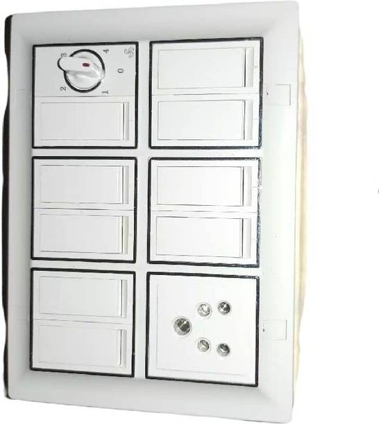 supriya Switch Socket Combined Box led - 1 socket 6A, 9 switch 6A, 1 reguletar Wall Plate