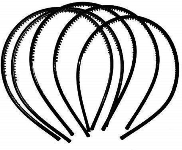 Myra Collection Pack of 5 Black Plain Craft Plastic Hairbands with Teeth Plastic DIY Hair Band Hair Band