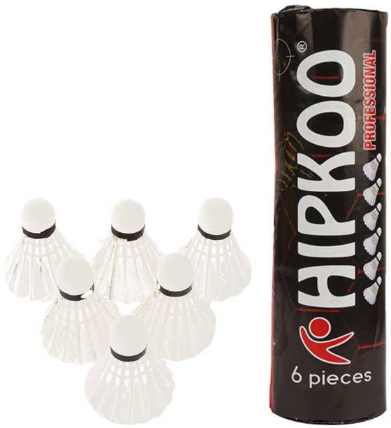 Hipkoo Sports Badminton Shuttlecocks, Ideal Hitting Practice for Players (Pack of 6, White) Feather Shuttle  - White