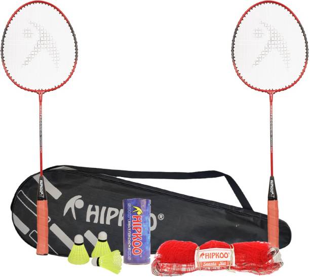 Hipkoo Sports Complete Higher Badminton Combo Set (HR 16) With Badminton Bag (2 Rackets, Net, Shuttlecock Pack Of 3) Badminton Kit