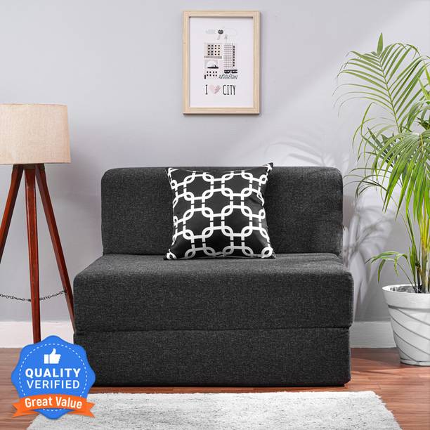 Solis Primus-comfort for all 3X6 size for 1 Person- Jute Fabric Washable Cover 1 Seater Single Foam Fold Out Sofa Cum Bed