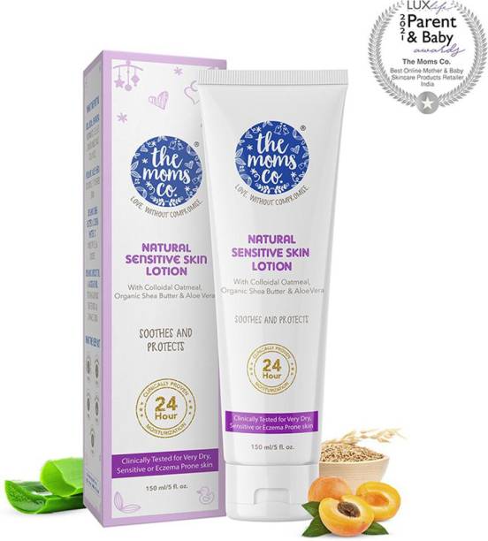 The Moms Co. Natural Soothing Relief Daily Lotion for Very Dry, Sensitive or Redness and Rashes Prone Skin, Clinically Proven 24 Hour Moisturisation