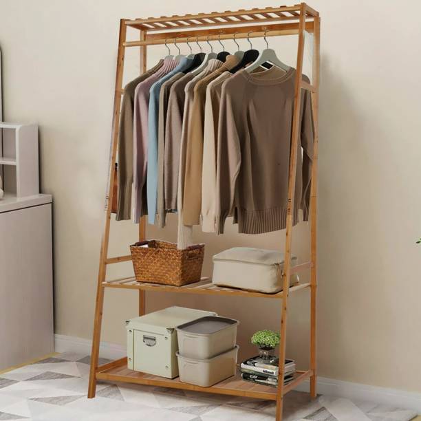 ADA Handicraft Premium Bamboo Heavy Duty Cloth Garment Rack | Storage Organizer Shelf| Bamboo Coat and Umbrella Stand
