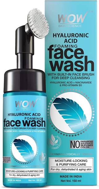 WOW SKIN SCIENCE Hyaluronic Acid Foaming  - with Built-In Brush Face Wash