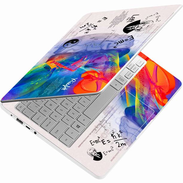 Techfit Full Body Laptop Skin Sticker Upto 15 inches - brain blue einstein full body Stretched Vinyl Laptop Decal 15.6