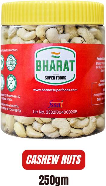 Bharat Super Foods Whole Premium Goa Cashew Nuts Big Size (100% Natural Kaju) 250gm Jar Pack Cashews