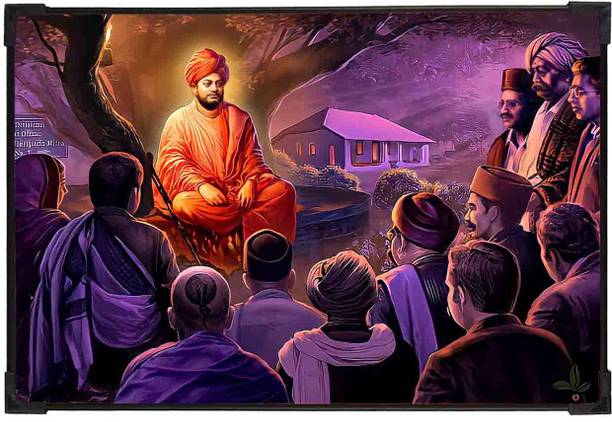 FURNATO | Painting of Swami Vivekananda | With UV Coated MDF Framing | Home Decor Digital Reprint 12 inch x 8 inch Painting