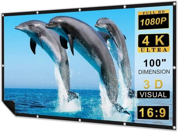 royality 100 inch 16:9 HD Projector Screen, Anti-Crease Foldable Portable, white matt Projector Screen (Width 87 cm x 49 cm Height)
