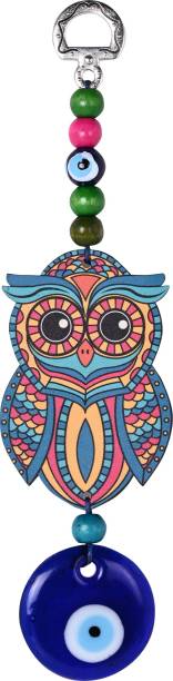 GRACE ENTERPRISES Evil Eye Hanging with Owl for Protection, Good Luck Charm . Decorative Showpiece  -  17 cm
