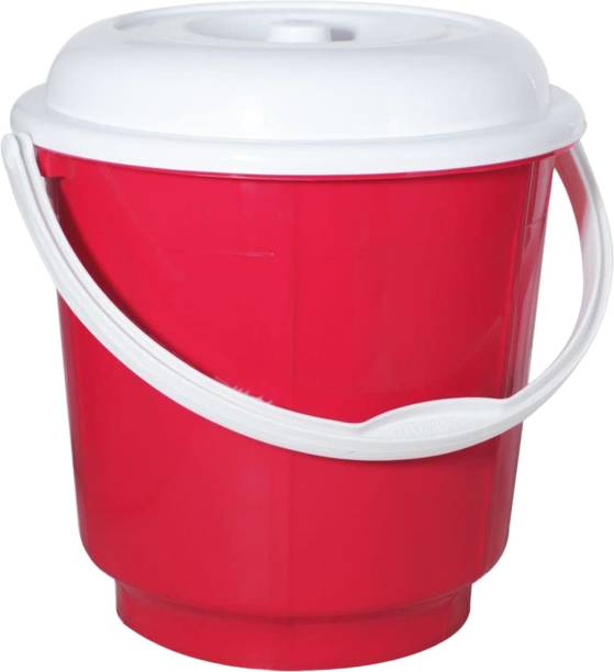 Heart Home Unbreakable Virgin Plastic Bucket with Lid For Home/Office , 18Ltr. (Red) 18 L Plastic Bucket