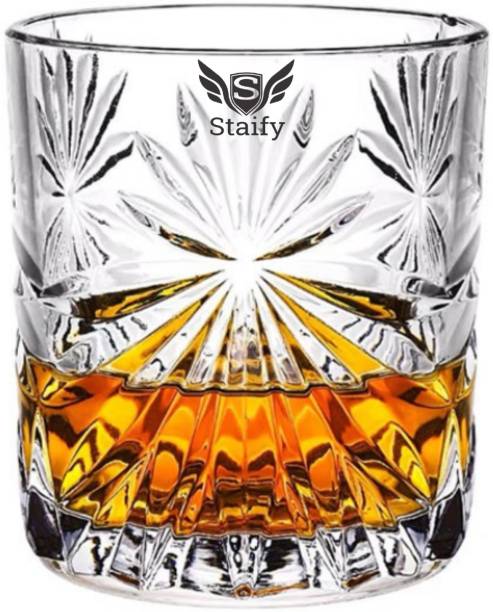 Staify (Pack of 4) Big Size Premium Old Fashioned Cocktail Glasses Large Capacity Crystal Whisky Glass Set | Premium Tumbler Glass - For Whiskey - Bourbon - Water - Beverage - Drinking Glasses - Lead Free Fully Transpareny Glass Set Whisky Glass