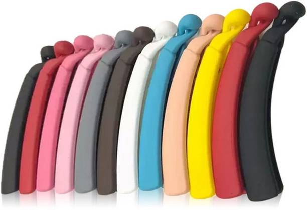 Myra Collection Banana clips Thick Curved Matte Multi-color, medium size Pack of 12 Banana Clip