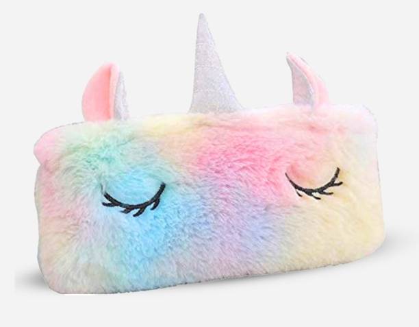 TOYVISION HOT SALEPencil Bag Girls School Cute Zipper Child Stationery Pouch Office Supply Unicorn Fur Pencil Case Pouch Girls Makeup Pouch Coin Case Girls Birthday Return Art Plastic Pencil Box