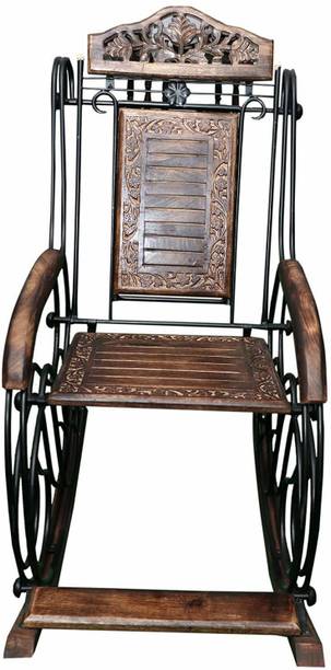 Smarts collection Wooden & Iron Rocking Chair for Garden || || Office || Gift Item Solid Wood 1 Seater Rocking Chairs